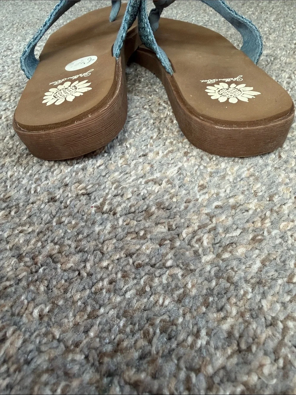 Yellow Box Blue Braided Thong Sandals with Brown Footbed - Picture 5 of 5